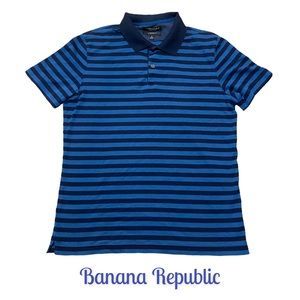 BANANA REPUBLIC Medium 2-Tone Blue Stripe Polo Shirt